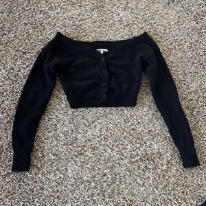 Reformation Cashmere Cropped Off-Shoulder Cardigan